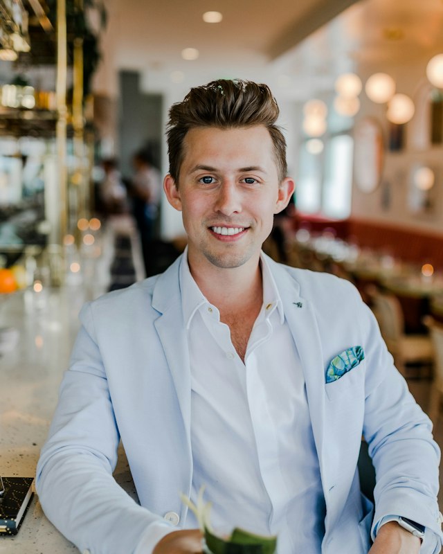 Restaurant owner in his dining room